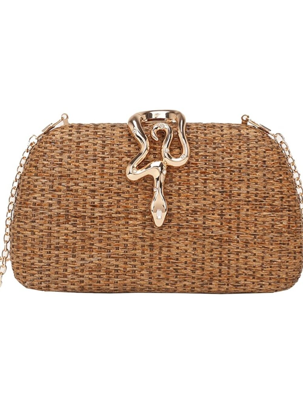 Straw Clutch Purses Summer Beach Purse for Women Woven Vacation Handbags Snake C